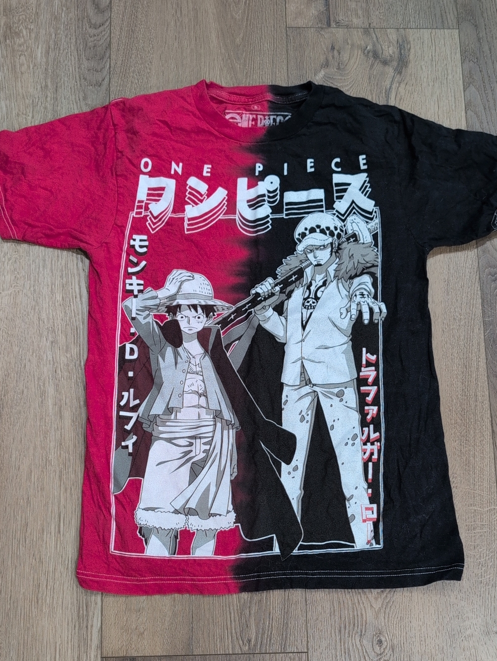 Onepiece Split Red and Black Anime Graphic Tee